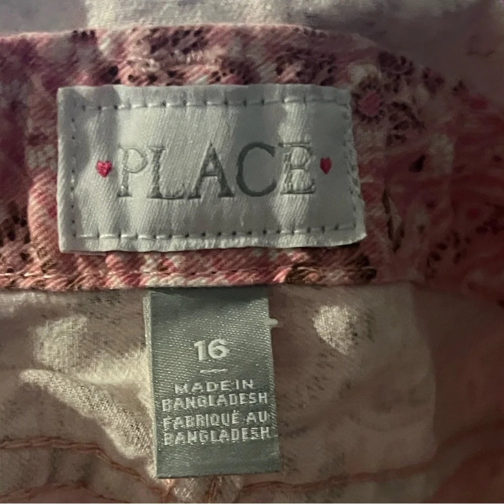 The Children's Place Girls Pink Bandana Twill Shortalls Size 16